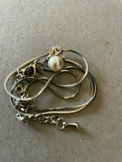Avon Pearl and CZ Pendant on a 16″ Snake Chain Necklace with 3″ extender