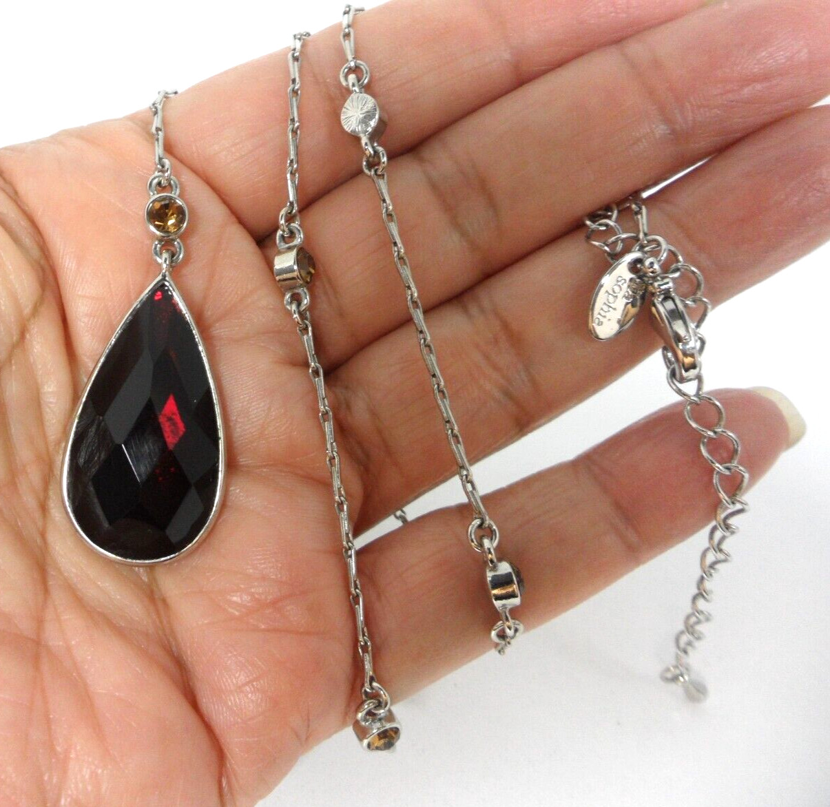 Lia Sophia Lavalier Necklace Georgian Y Drop Edwardian Teardrop Pendant Station
