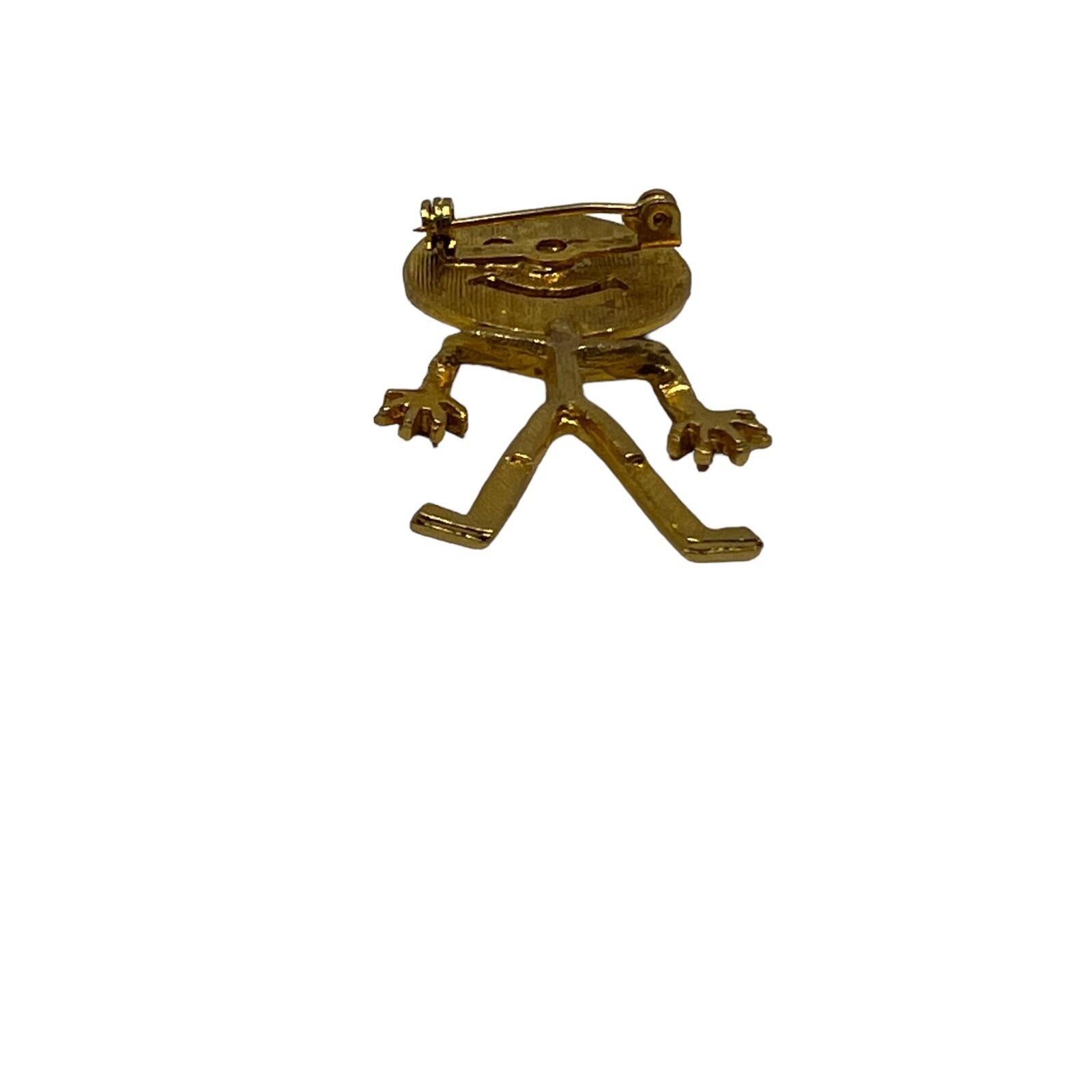 Smiley Face Brooch Gold Tone Happy Person with Dance Hands Pin