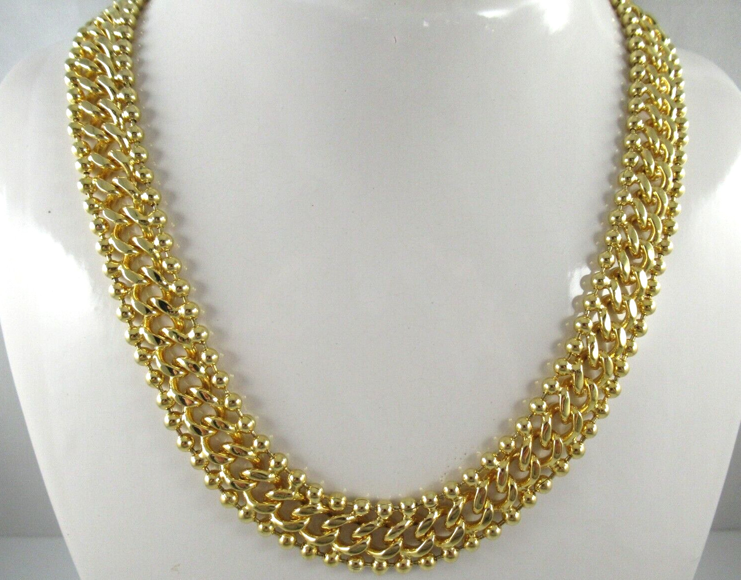 Anne Klein Bright Gold Tone Curb Ball Chain Toggle Necklace 20-1/4″