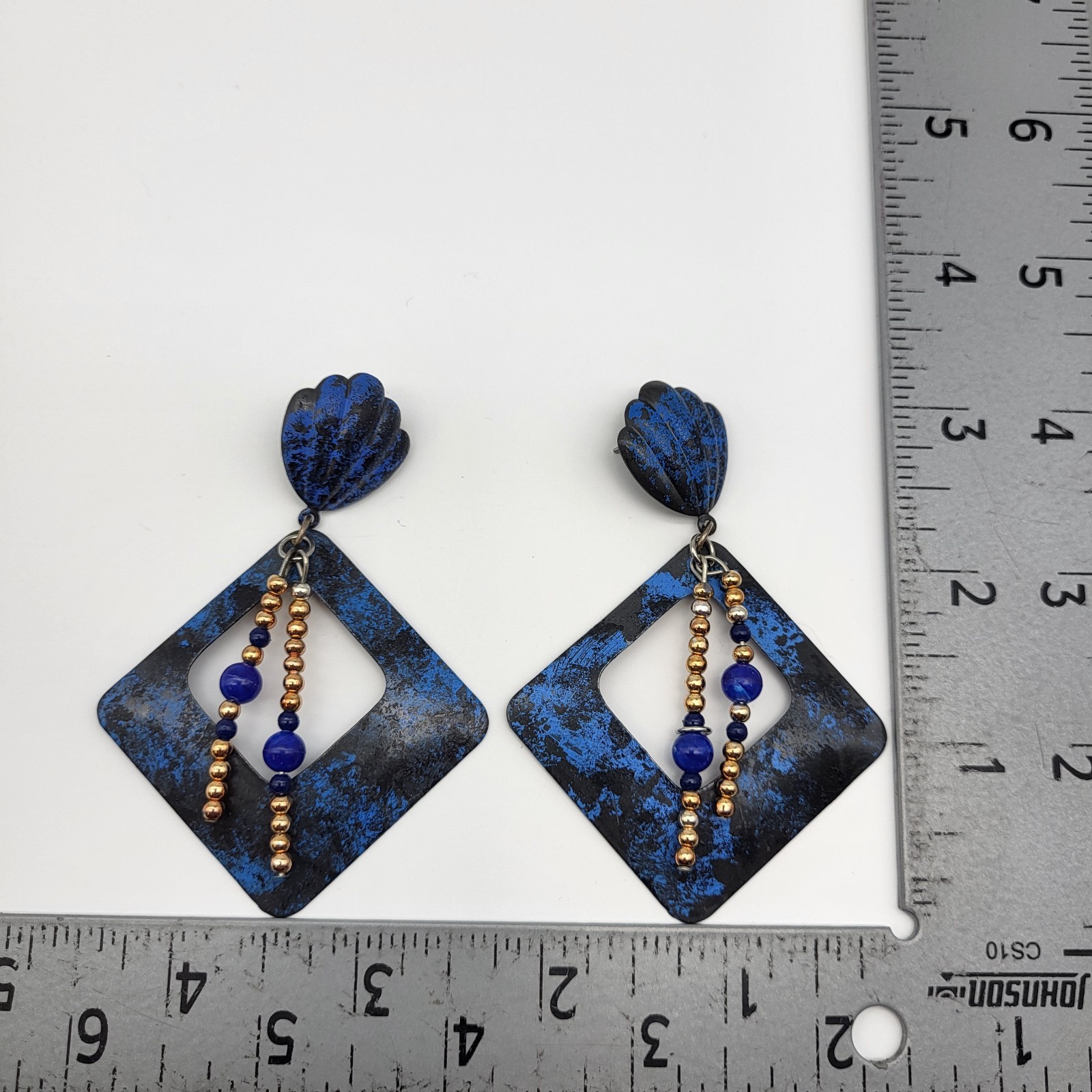Amazing 80’s Bold enamel Geometric dangle earrings Festival Retro Flamboyant