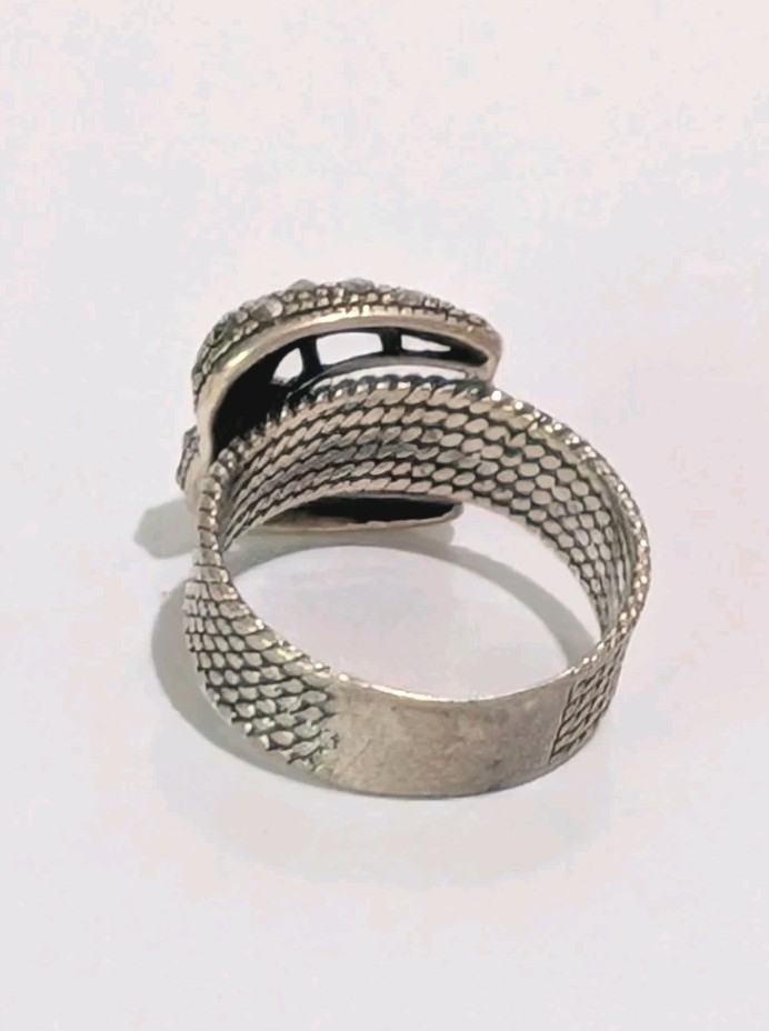 Vtg Designer Signed DBJ Sterling Silver Marcasite Belt Buckle Size 8.75 Ring