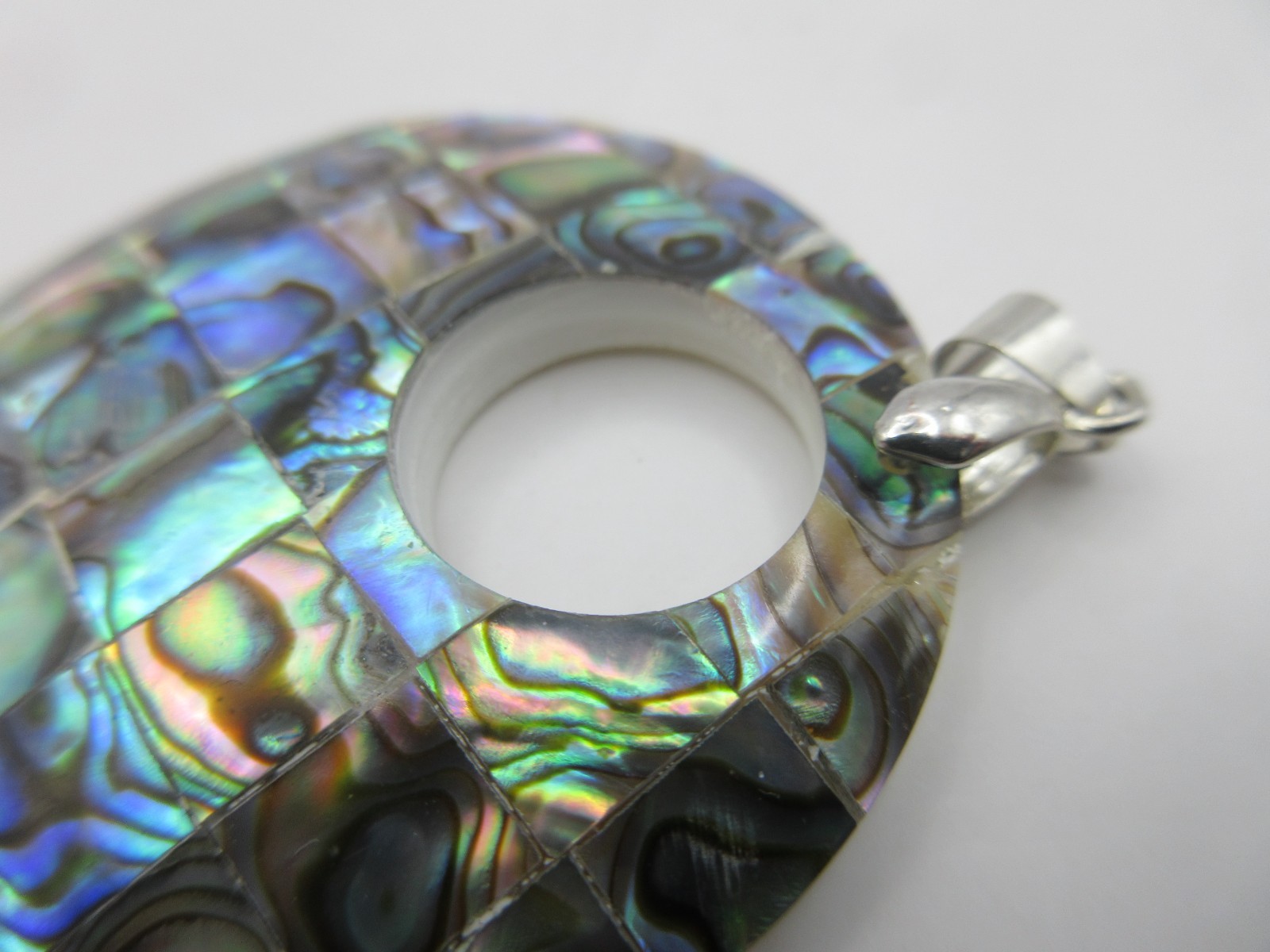 Lot of 2 Artisan Vintage Pendant Necklace MOP Mother of Pearl Abalone Sea Shell