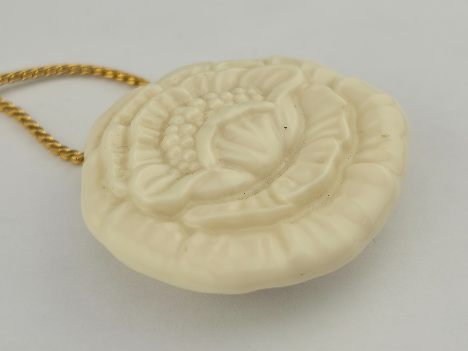 Vintage Lenox Fine China Poppy Pendant 24″ Gold Filled Snake Chain Necklace