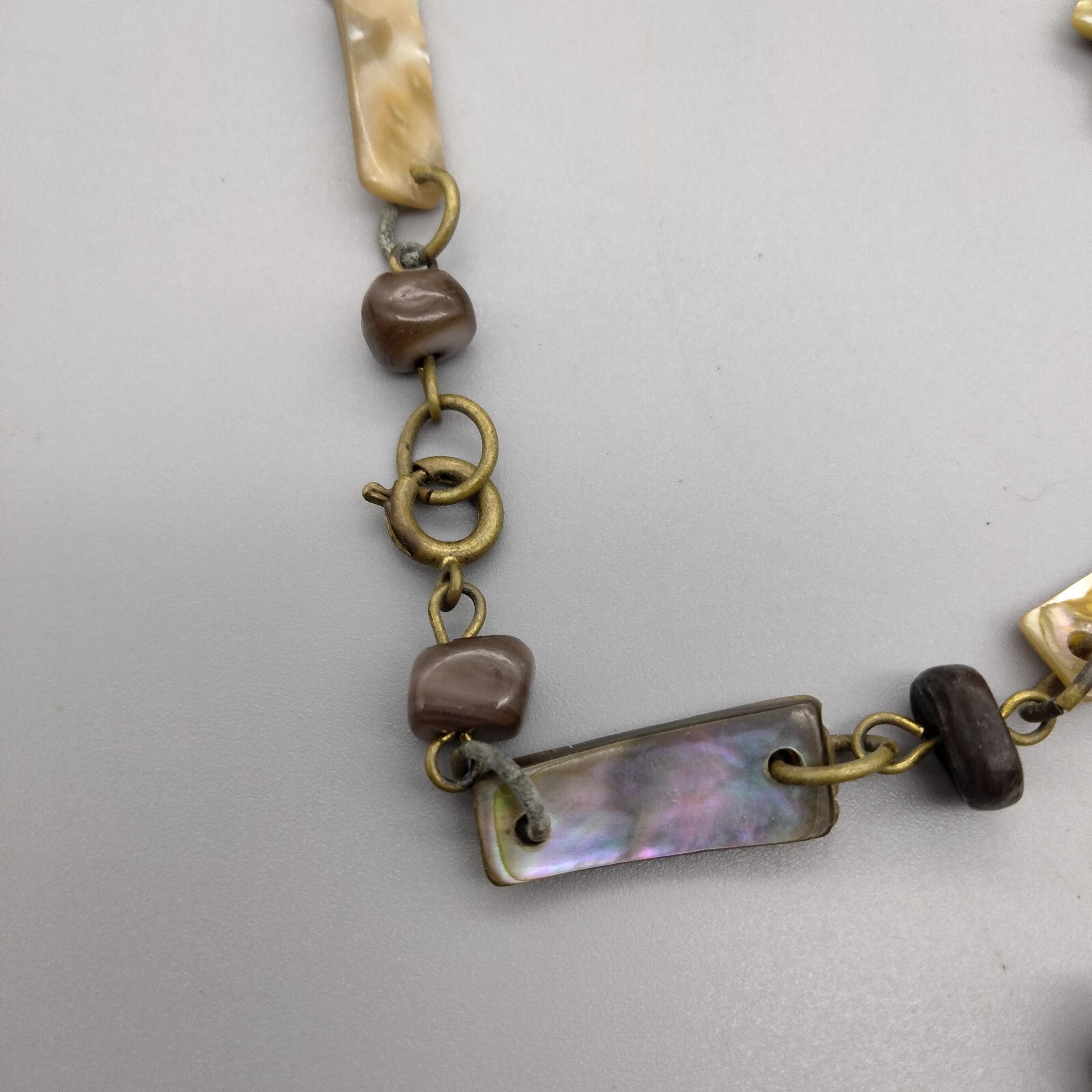 Art Deco Paua Shell Polished Bead Necklace 30″ MermaidCore Antique c 1920’s