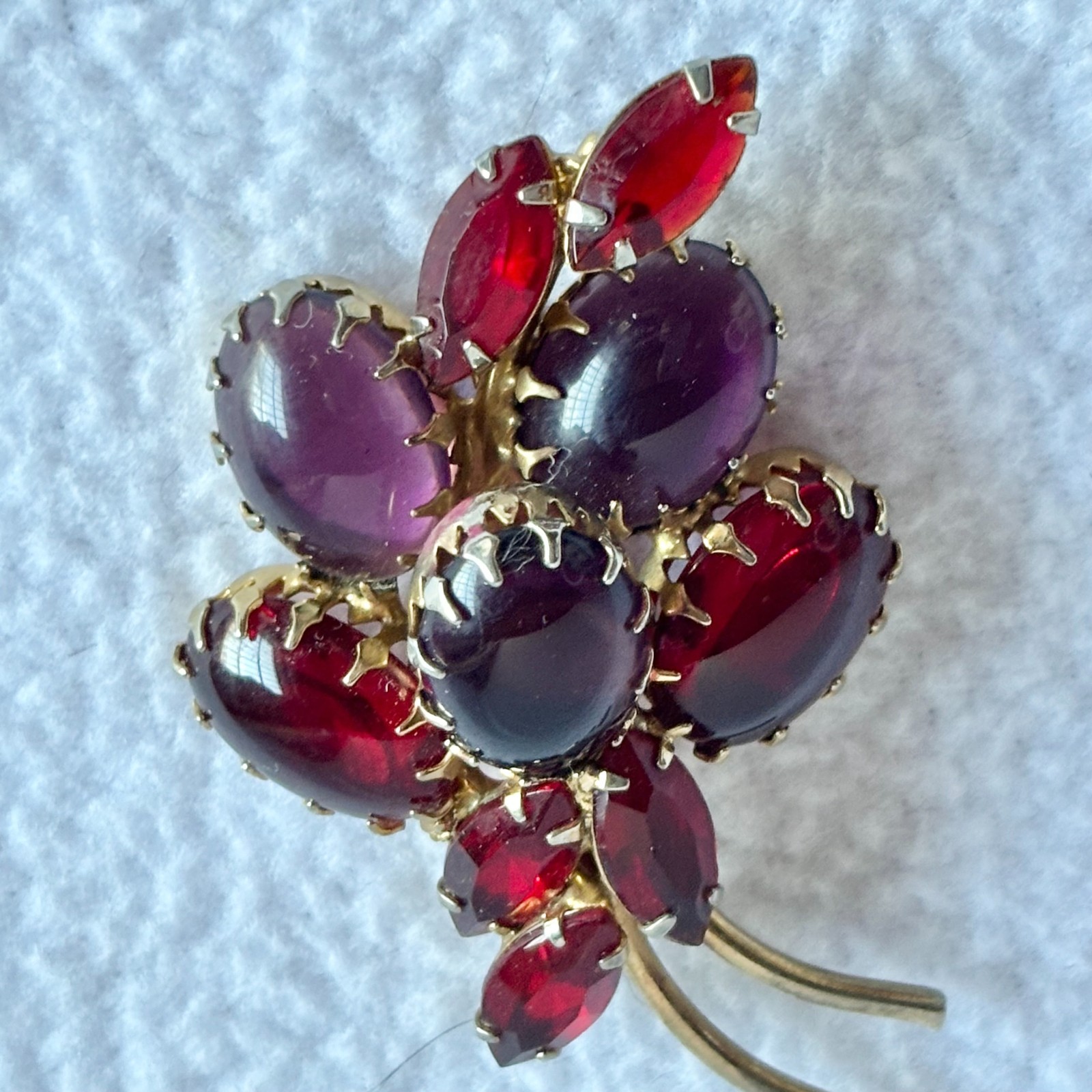 Vintage Weiss Brooch Purple Pink Red Cabuchon & Marquise Stones