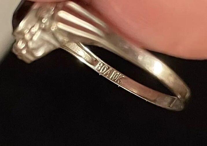 Vintage. Estate 10k White Gold Purple Amethyst Ring. Size 4.5 Small Fingers!