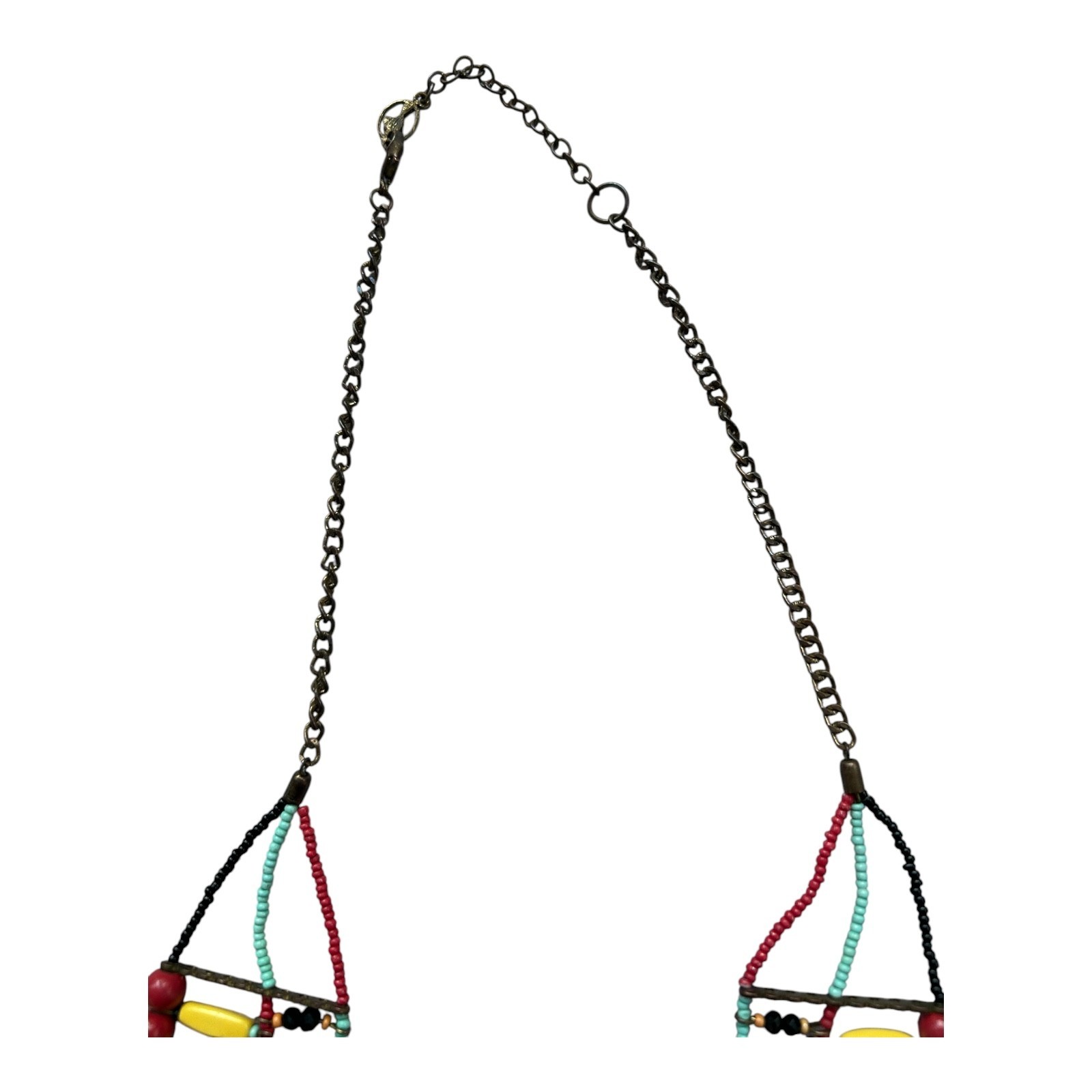 Vintage Tribal Statement Necklace Multicolor Beaded Bib Boho Ethnic Choker