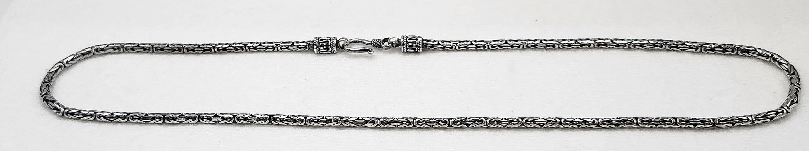 Vintage 925 Sterling Silver Round Bali Byzantine Chain Necklace 19 3/4″ Long 24g