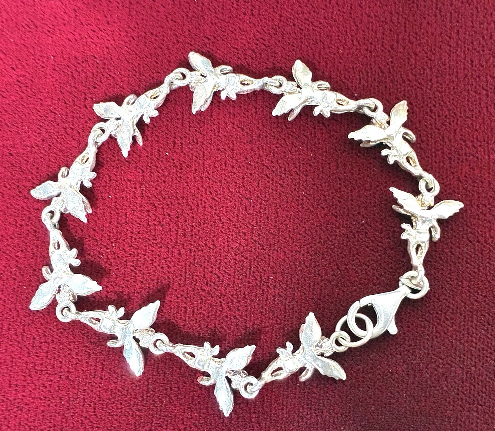 Sterling Silver Fairy Angel Link Bracelet 925 Fantasy Whimsical 7.5”