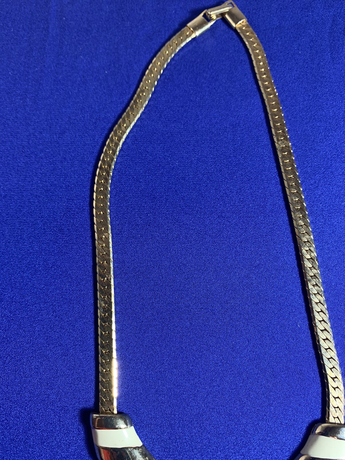 VTG ART DECO ENAMEL RED IVORY GOLD NECKLACE CHOCKER