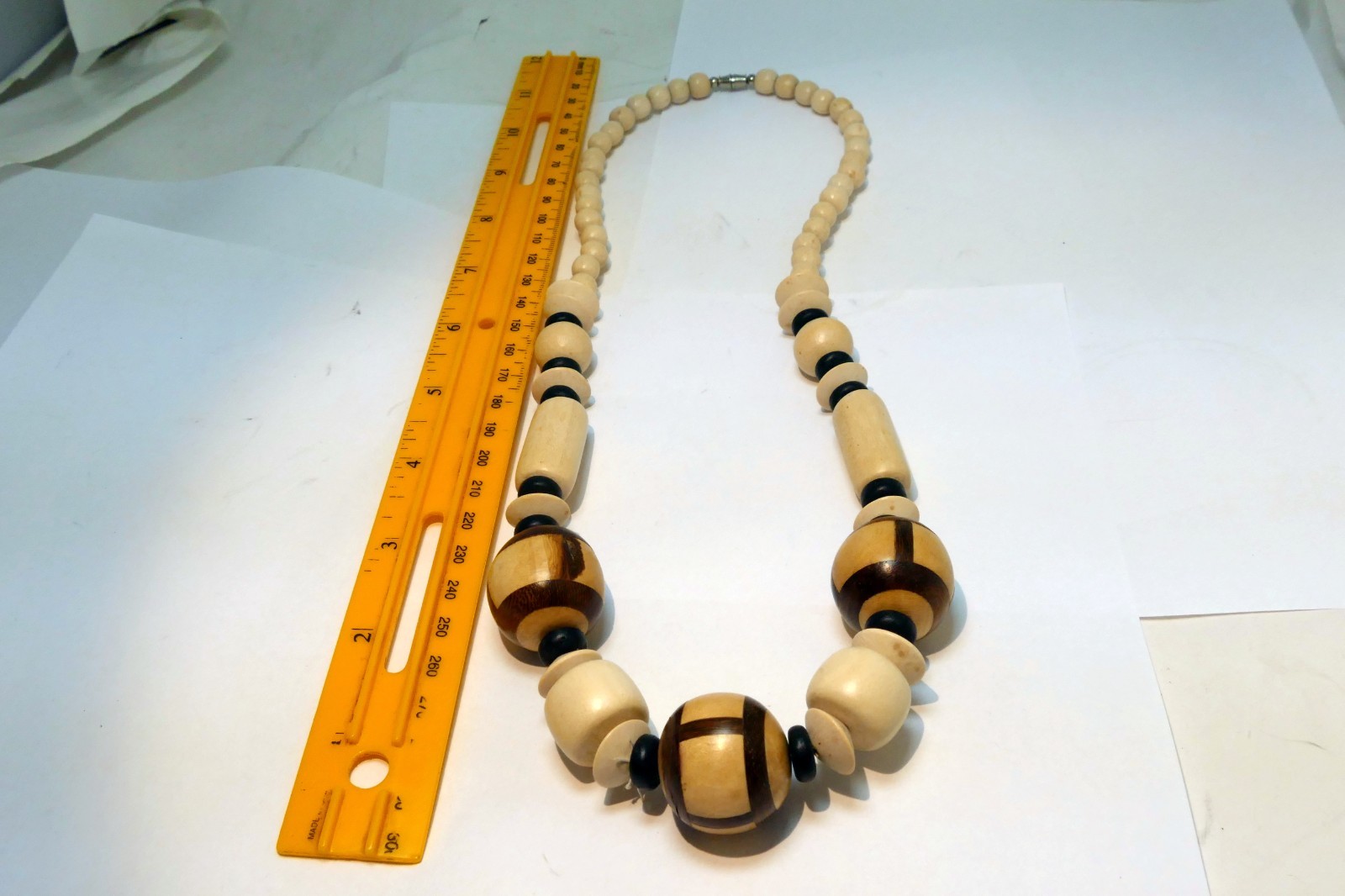 Large Wood Bead Necklaces Women Necklaces Boho black white brown stripes