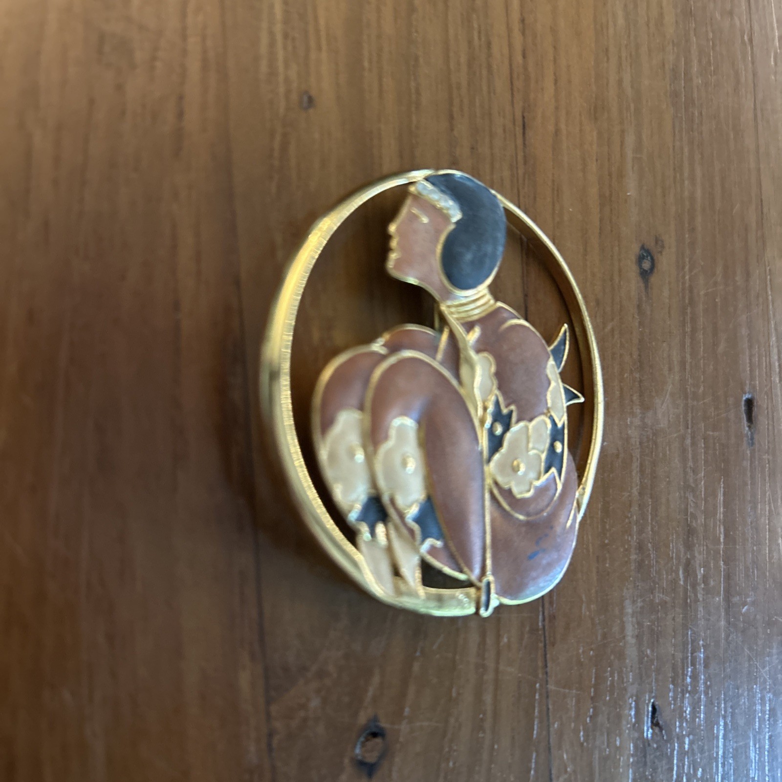 Orena Paris Enamel Spiral Brooch Pin 1.5in