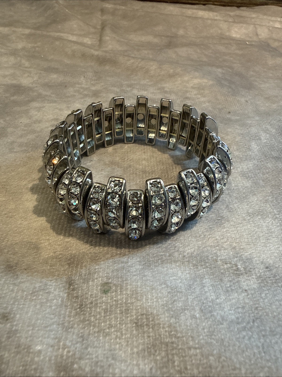 Vintage Tension Set Rhinestone Expanding Unique Bracelet