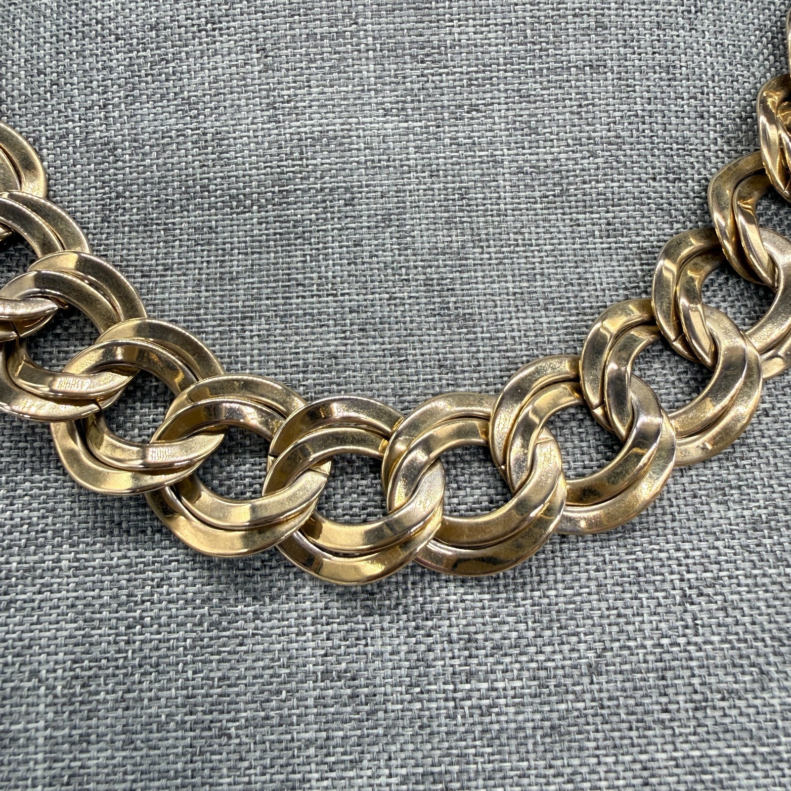 Vintage Necklace Chunky Gold Tone Double Link Chain 22 Inches