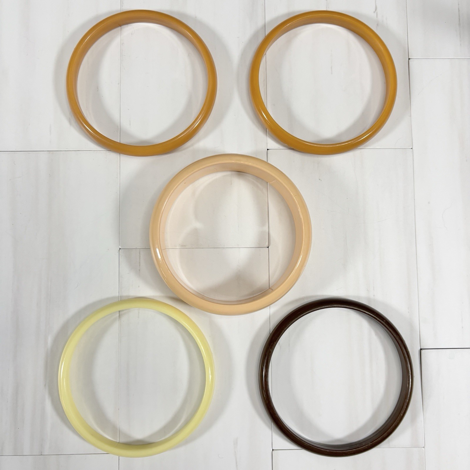 5 Lot Vintage Chunky Spacer Bangle Bracelet Boho Earthtones Stack Acrylic Enamel