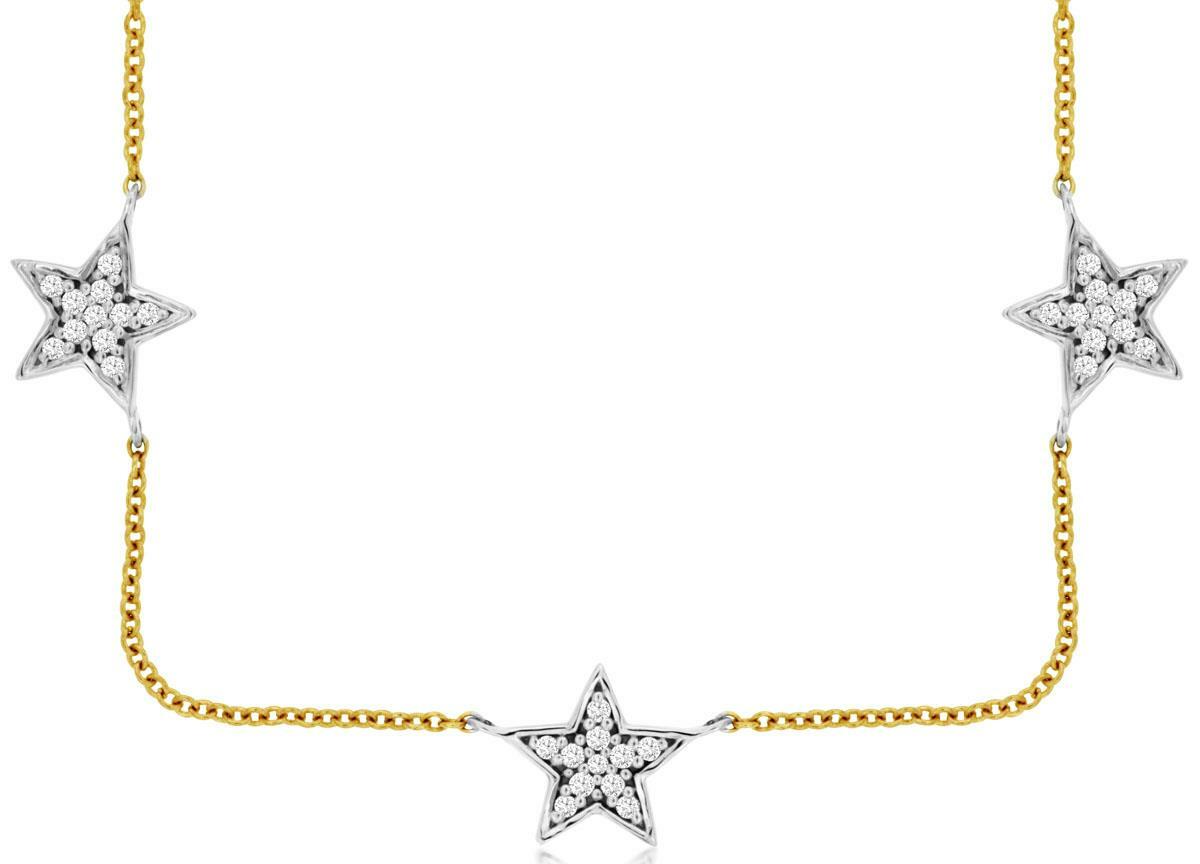 ESTATE 0.35CT DIAMOND 14KT YELLOW GOLD 3D CLASSIC STAR BY THE YARD FUN NECKLACE