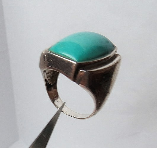 VTG WOMENS 925 STERLING SILVER RING BLUE STONE SZ: 6 & TOP 22mm 9gr