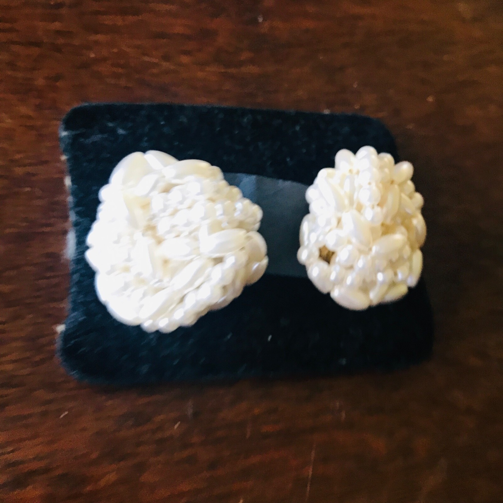 Vintage 80s Stud Earrings Statement Faux Pearl Buttons Cluster Round 1.5″