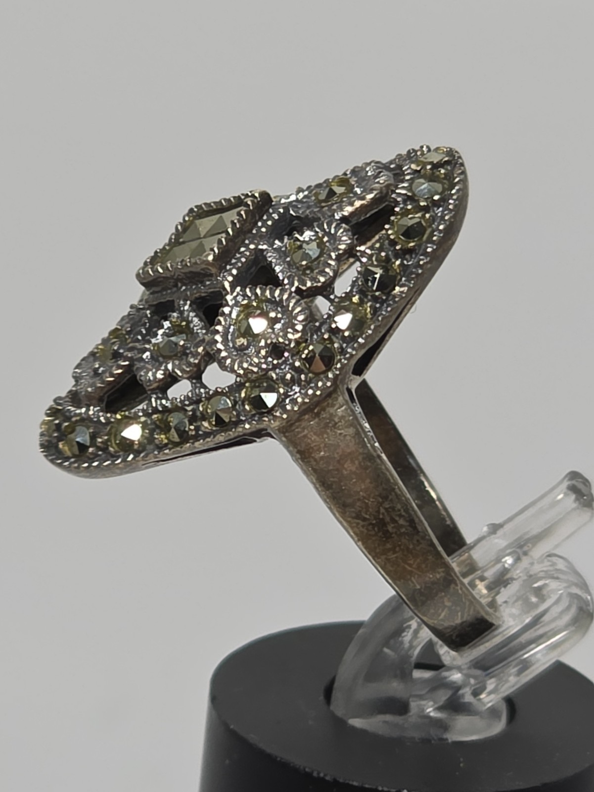 Vtg DBJ Dee Berkley Jewelry 925 Sterling Silver Marcasite Filigree Ring 7.5