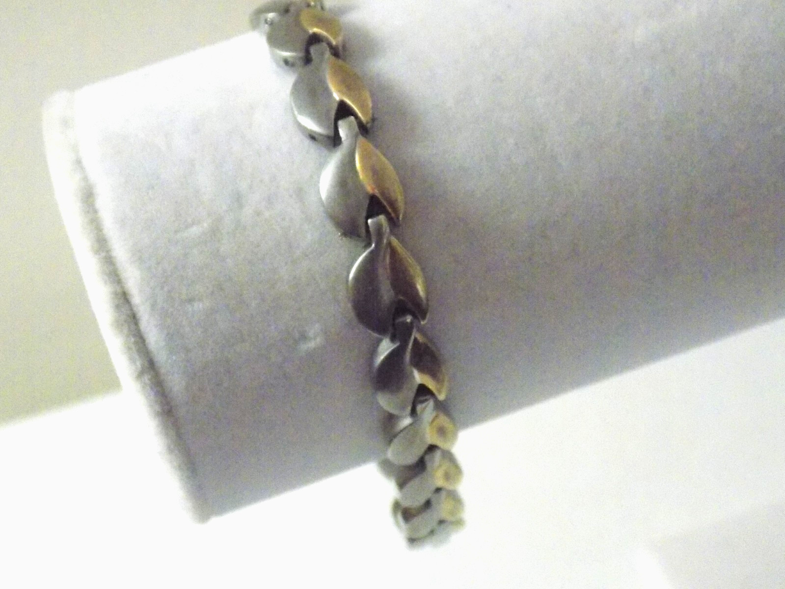 Vintage Titanium Gold Silver Tone Satin Finish Eight Inch Bracelet