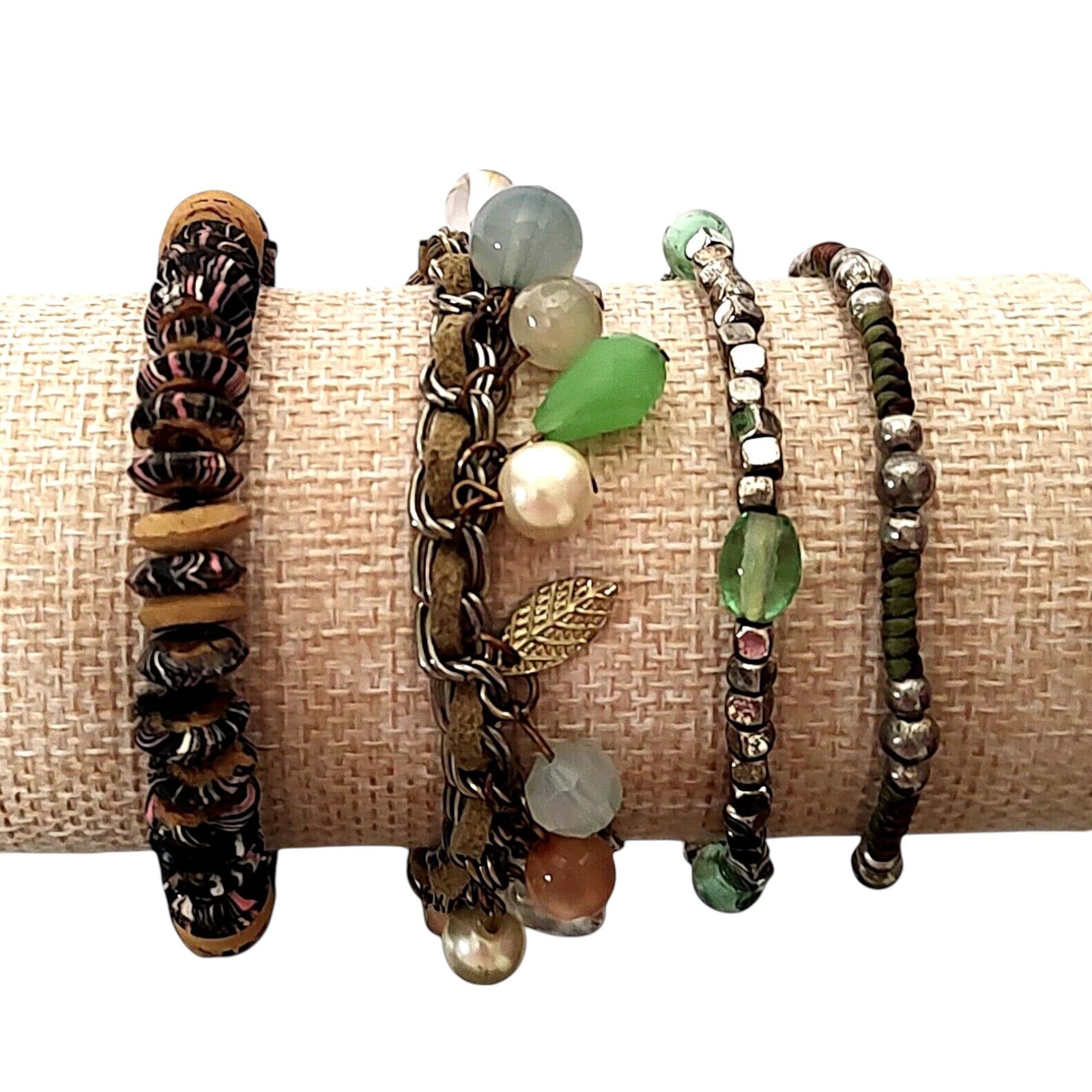 VTG 4PC Chunky Boho Festival Earthy Natural Bohemian Statement Bracelets