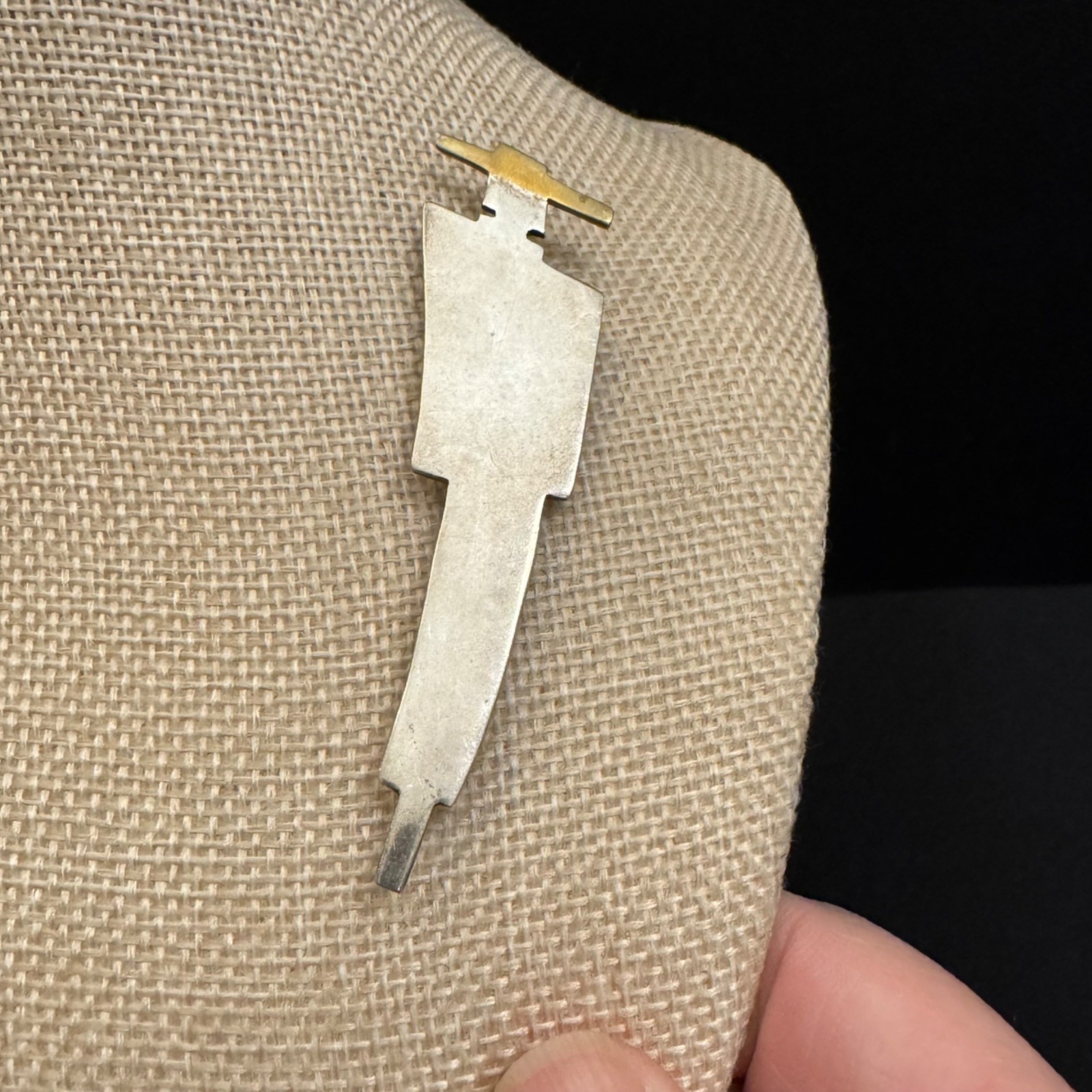 Vintage Sterling Silver & Brass Person w/ Hat Brooch Pin Handcrafted Design