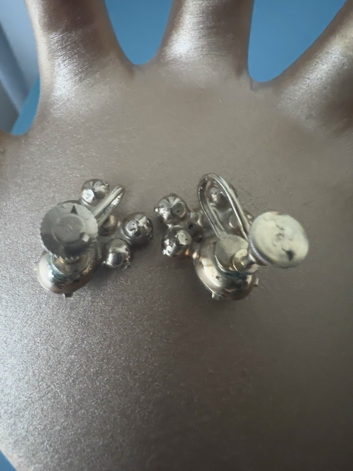 Vintage Aqua Rhinestone & Faux Pearl Jewelry Set – 3 Pieces – Gold Tone