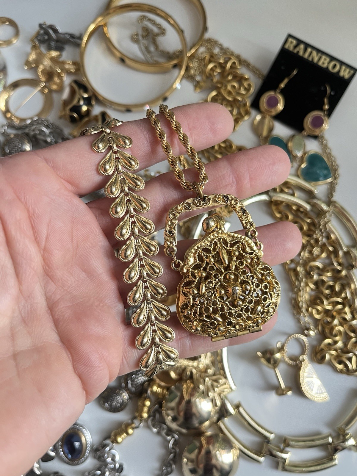 Vintage Jewelry Lot Monet Trifari Art Brooch Necklace Earrings 1960-1990’s