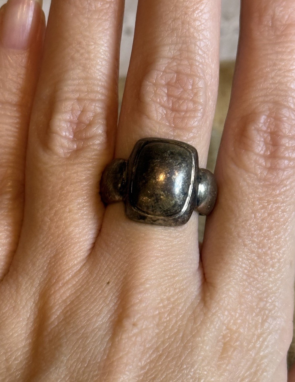 Vintage ESPO Signed 925 Sterling Silver Modernist Ring Size 8 Brutalist