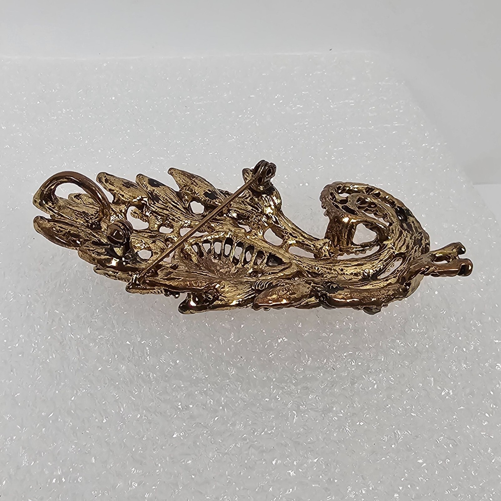Vintage Yellow Brown Crystal Rhinestone Floral Big Brooch Pin Pendant Gold Tone