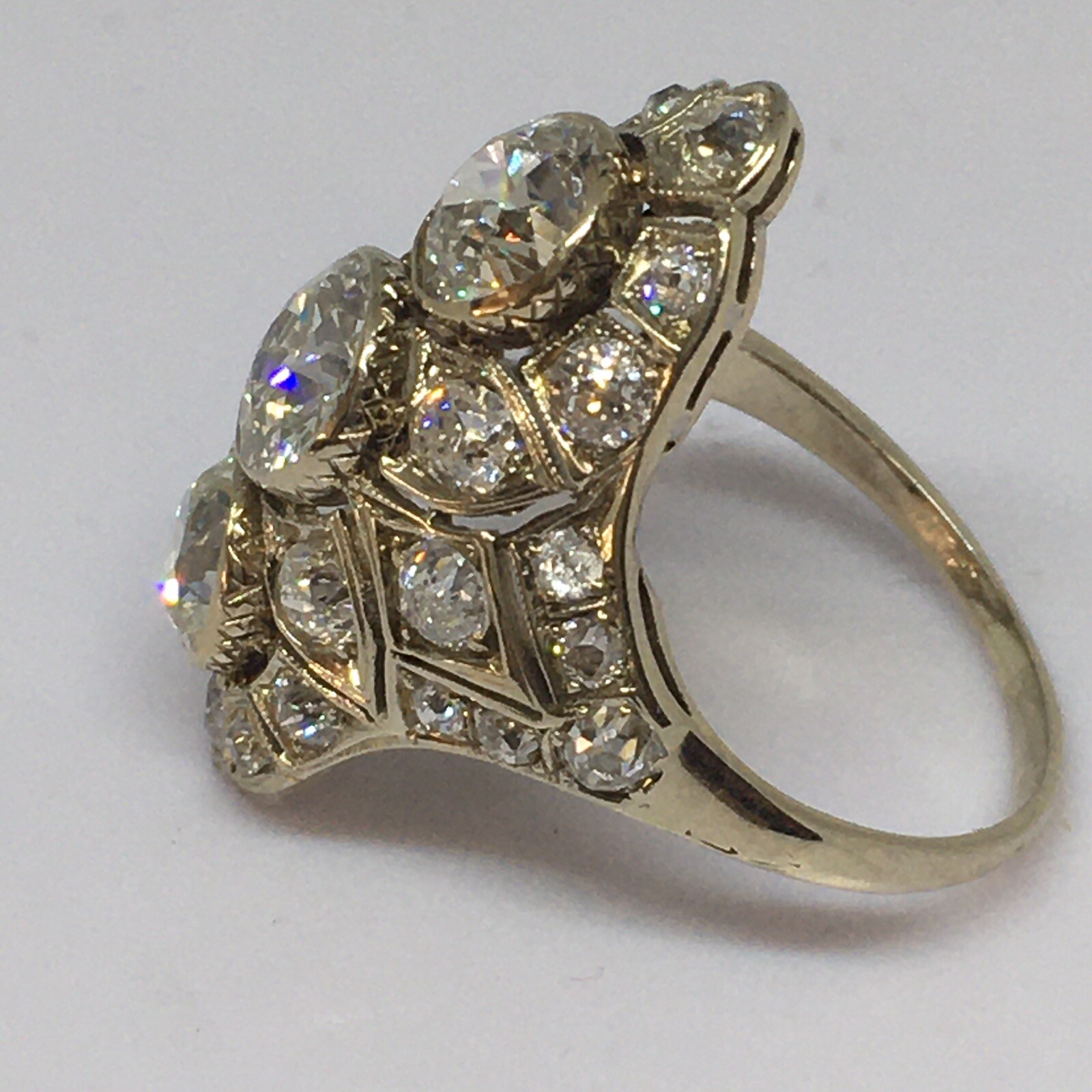 Art Deco 1920s Antique Ring 14K Gold 3.85 Ct Old European Cut American Size 6.5