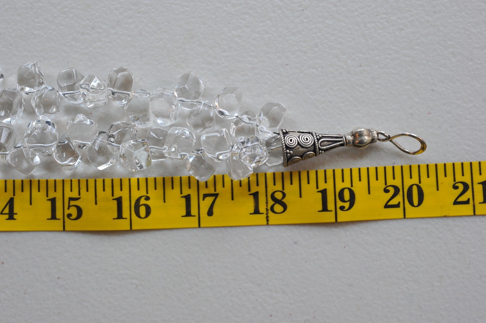 VTG clear rock quartz crystal tumbled polished sterling clasp necklace 258 Grams