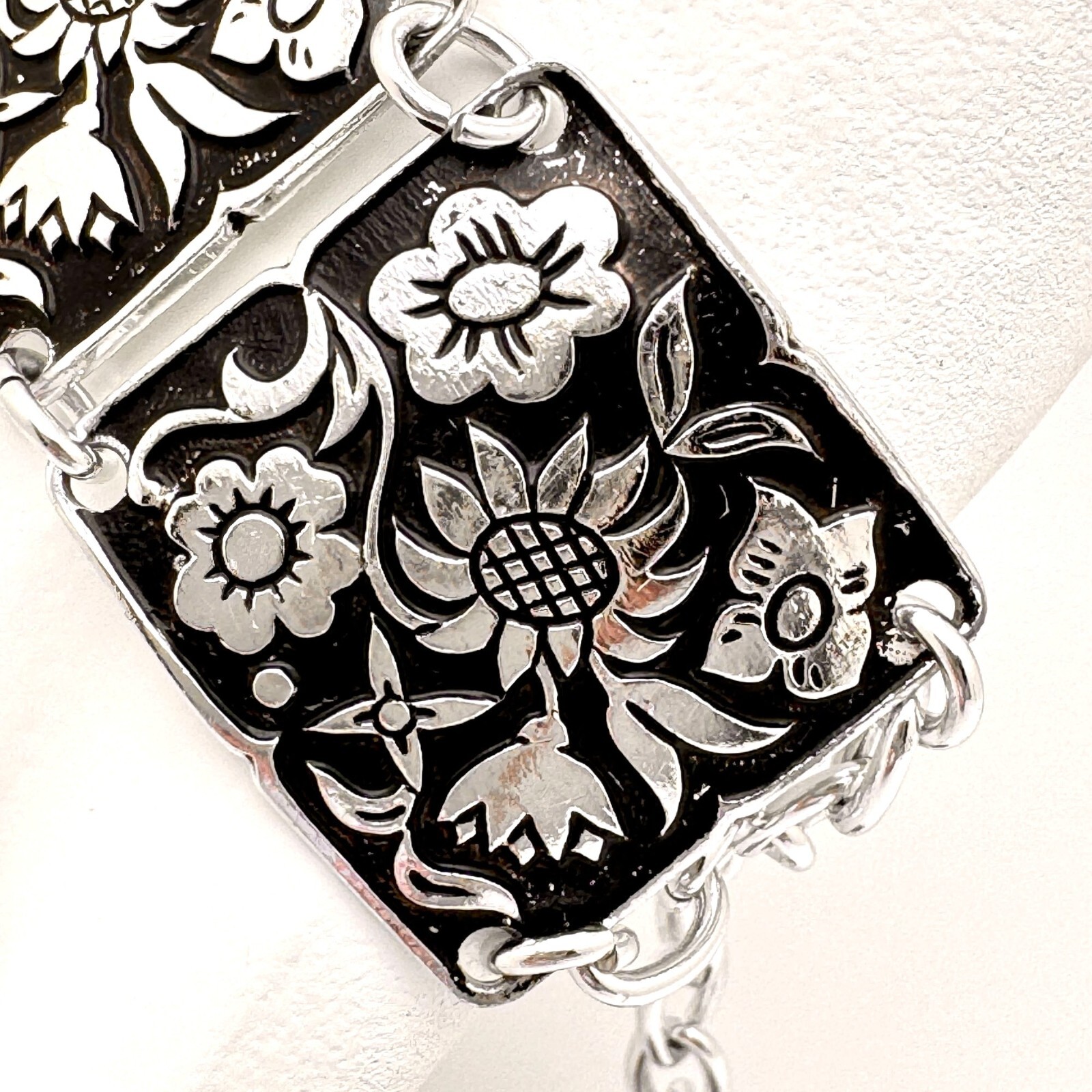 Vintage Bracelet Western Germany Aluminum Embossed Flowers Floral Gift
