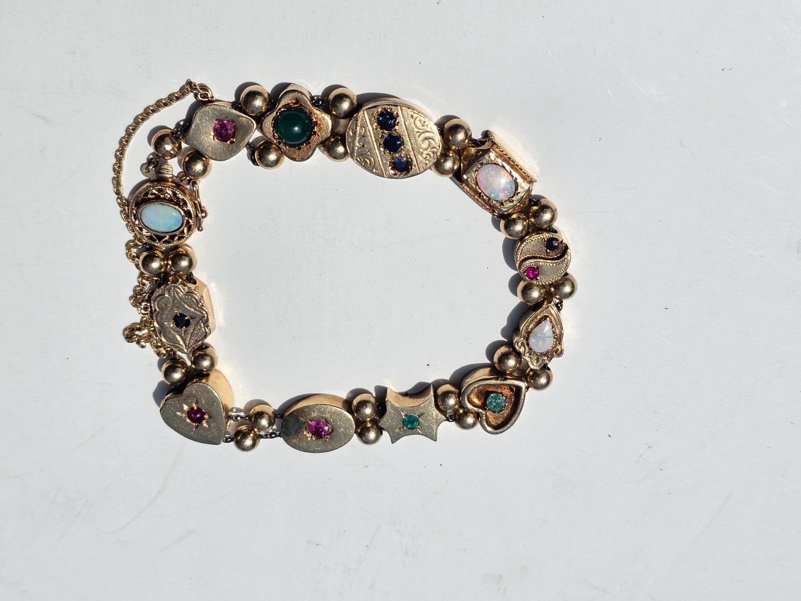 Antique Victorian 14K Gold Slide Bracelet 11 Charms 28g GIA Appraised