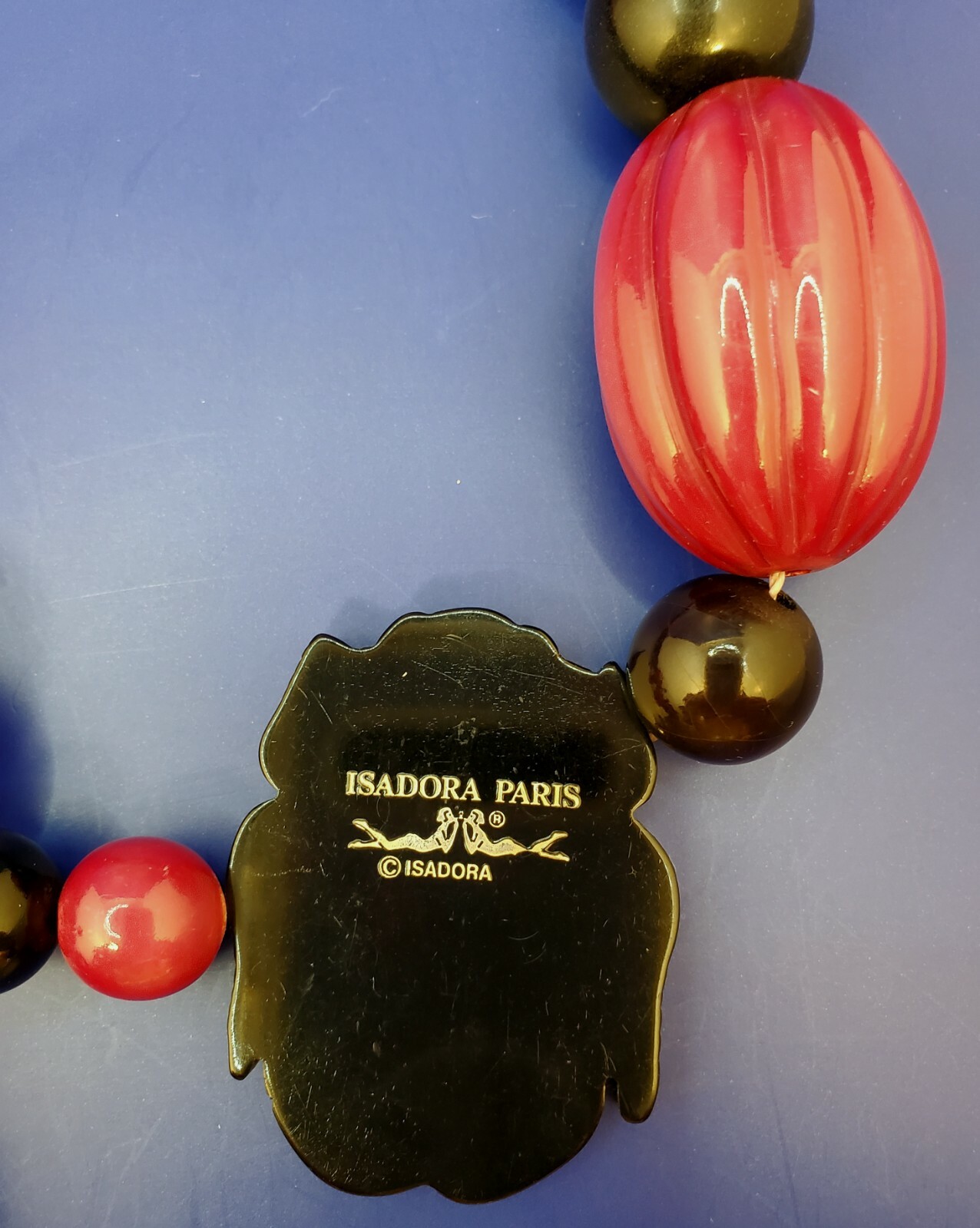 70’s Vintage Isadora Paris Galalith Necklace w/Perfume Charm Danielle Poullain 