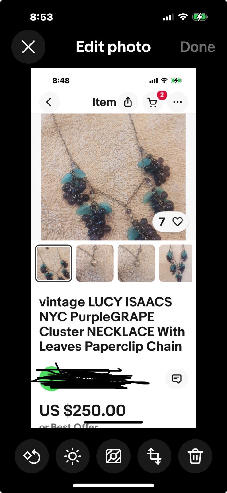 Vintage, Lucy Isaac NYC 10 Grape Clusters With Leaves Sterling? Chain Necklace