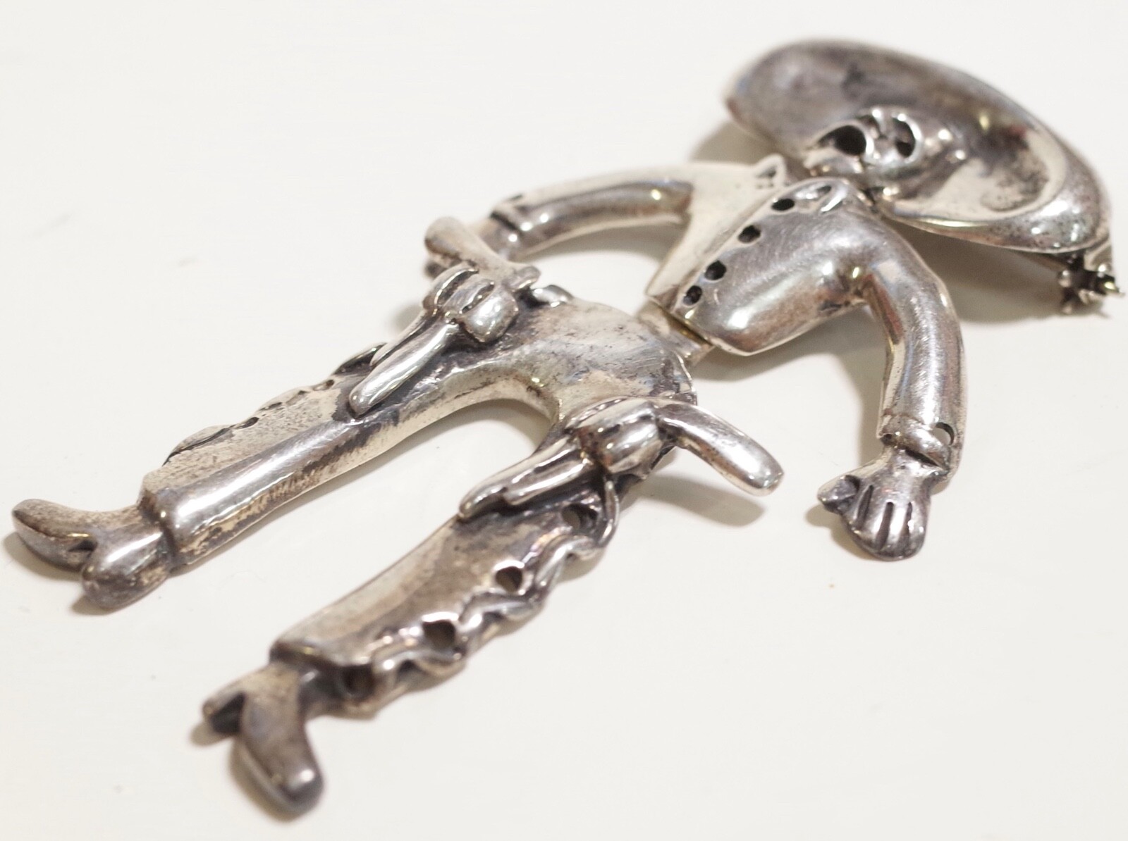 Emilia Mimi Los Castillo .950 Silver Mariachi Vaquero Cowboy BROOCH Taxco Mexico