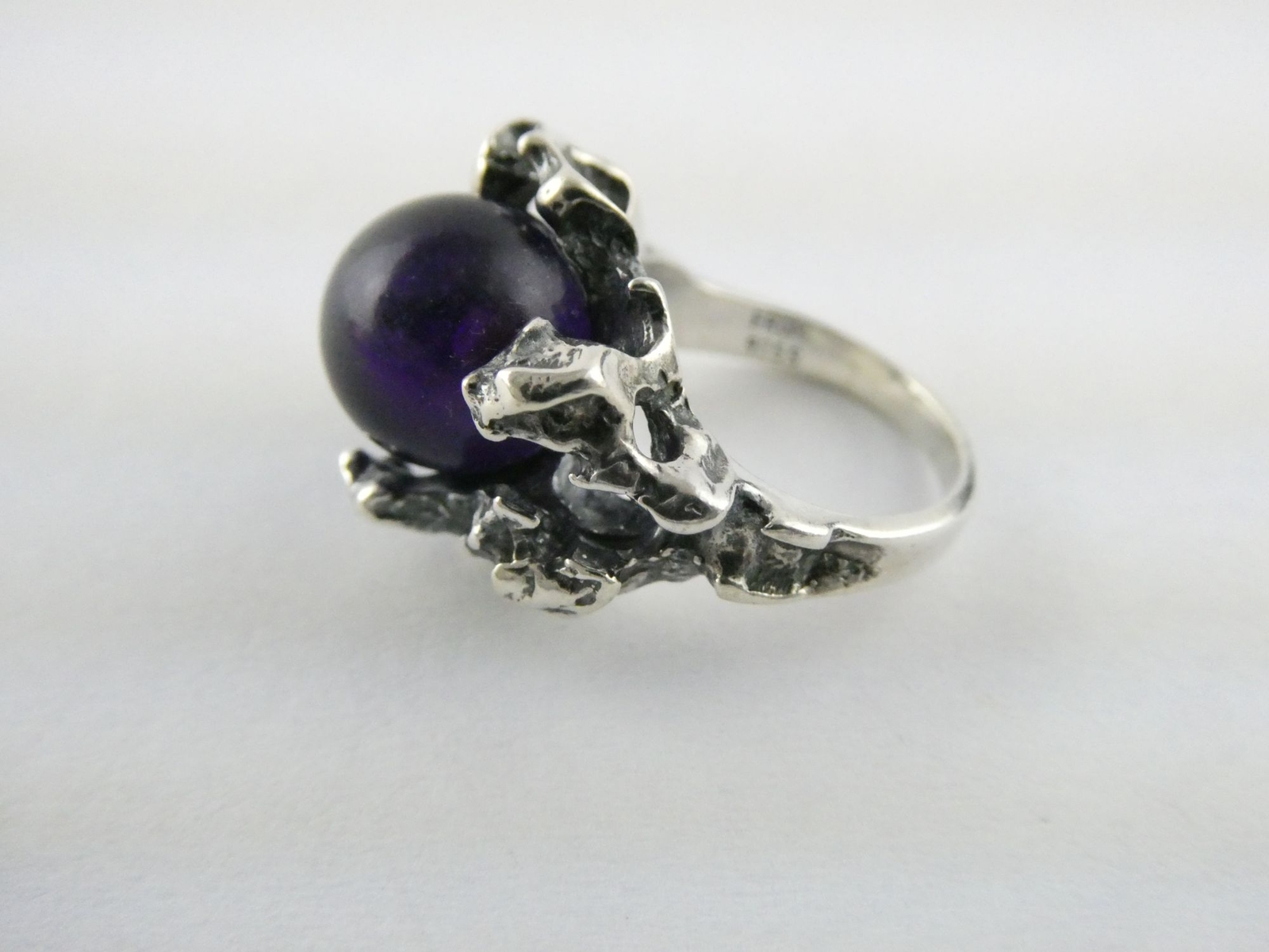Neils Erik NE From Denmark Sterling Silver Amethyst Modernist Ring Size 3.75 6g