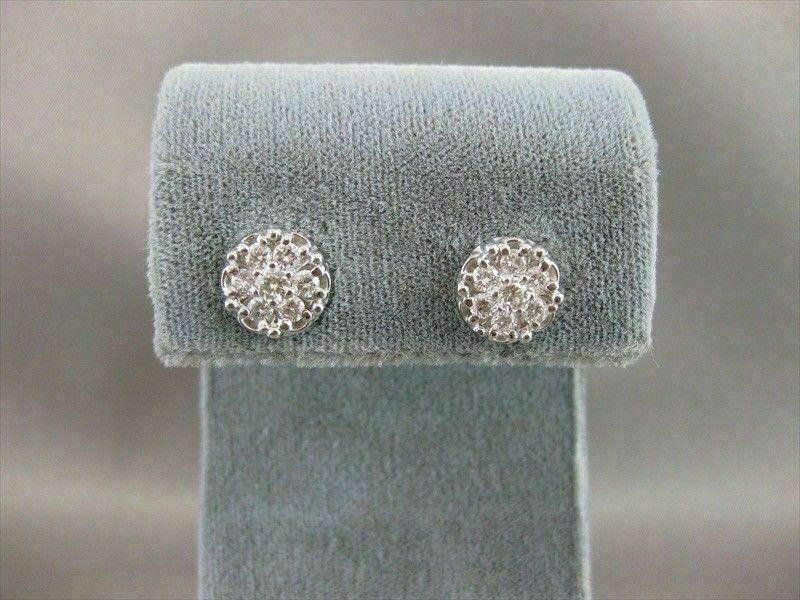 ESTATE .93CTW DIAMOND FLOWER CLUSTER 14K WHITE GOLD EARRINGS F/G VVS/VS #10320