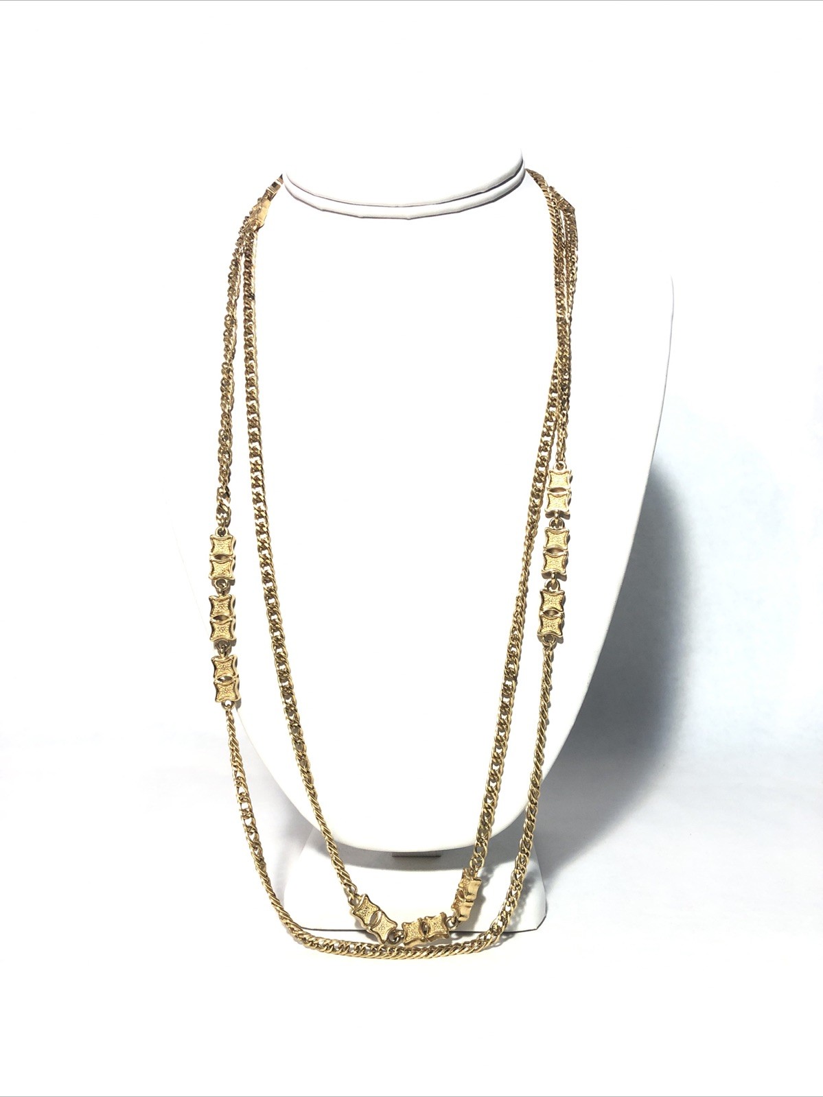 Vintage Monet Gold Tone Multi-Strand Long Wrap Necklace. 54” Long