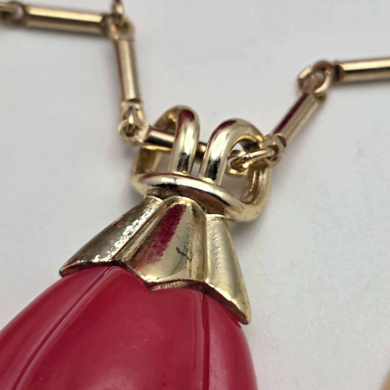 Vintage Sarah Coventry Interchangeable Tulip Necklace 23.5 In Gold Bar Link