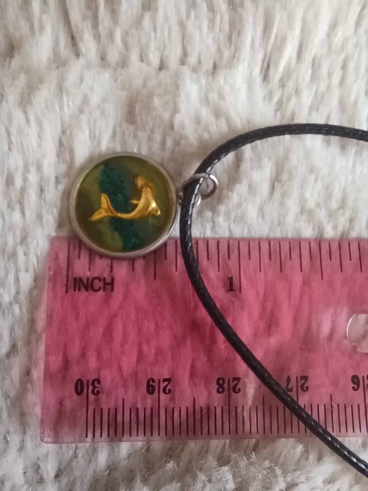 Vtg Y2k 2000s Dolphin Resin Charm Multicolor Pendant Cord Necklace 90s Style