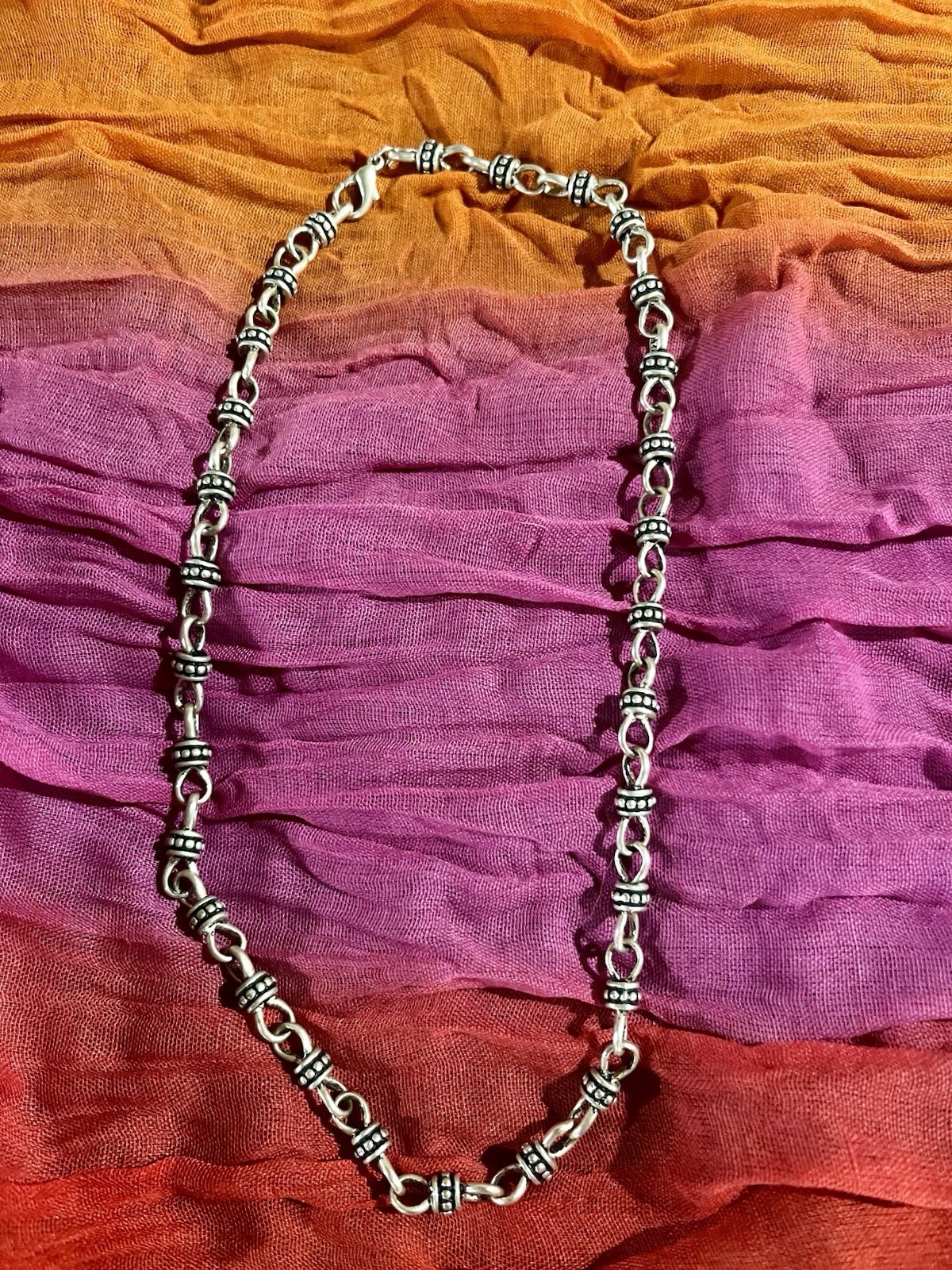 Vintage Boho Silver Hook And Chain Necklace And Bracelet Set