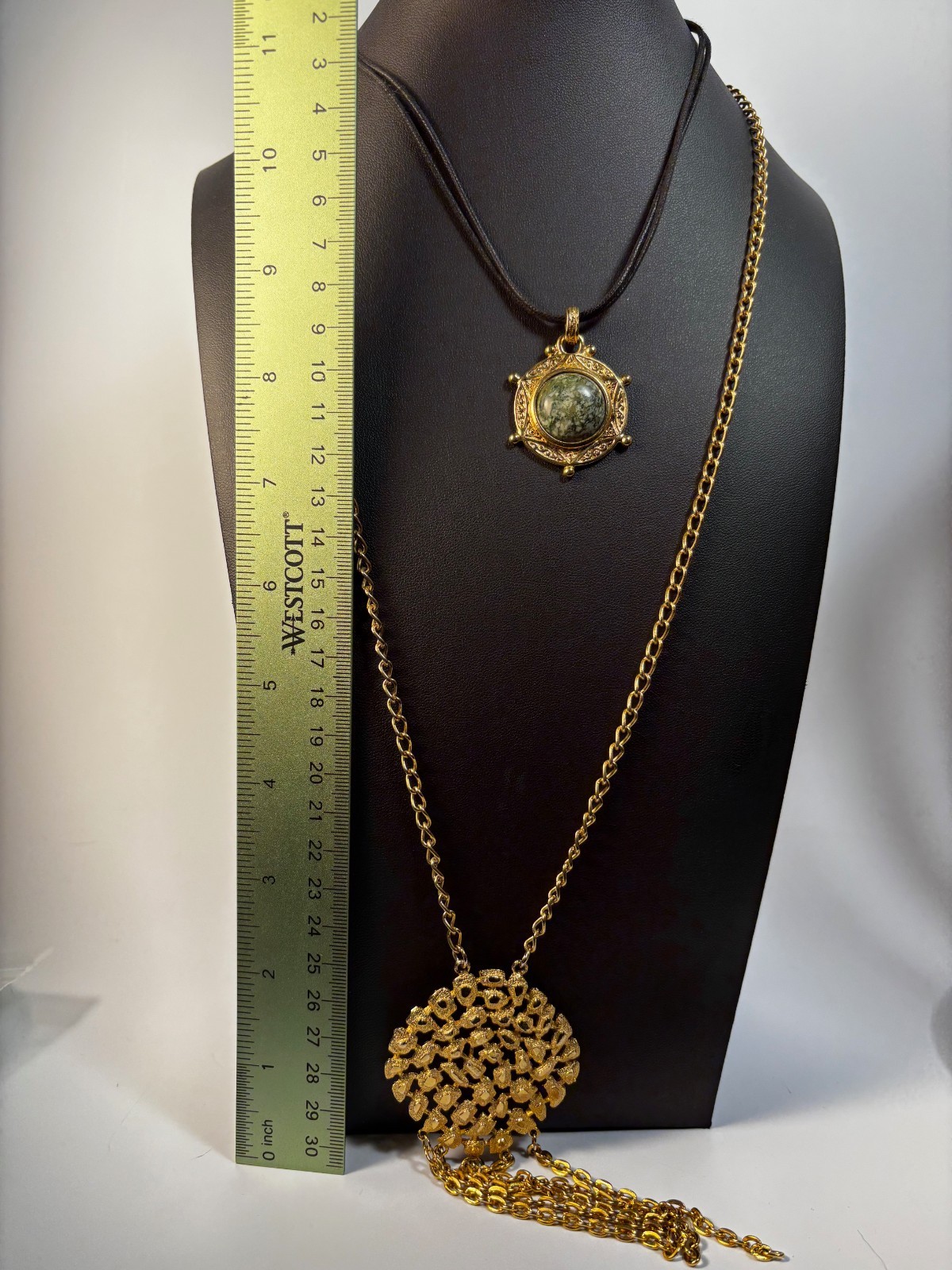 Pendant Necklaces Gold Tone Chunky Statement Express Signed Maximalist