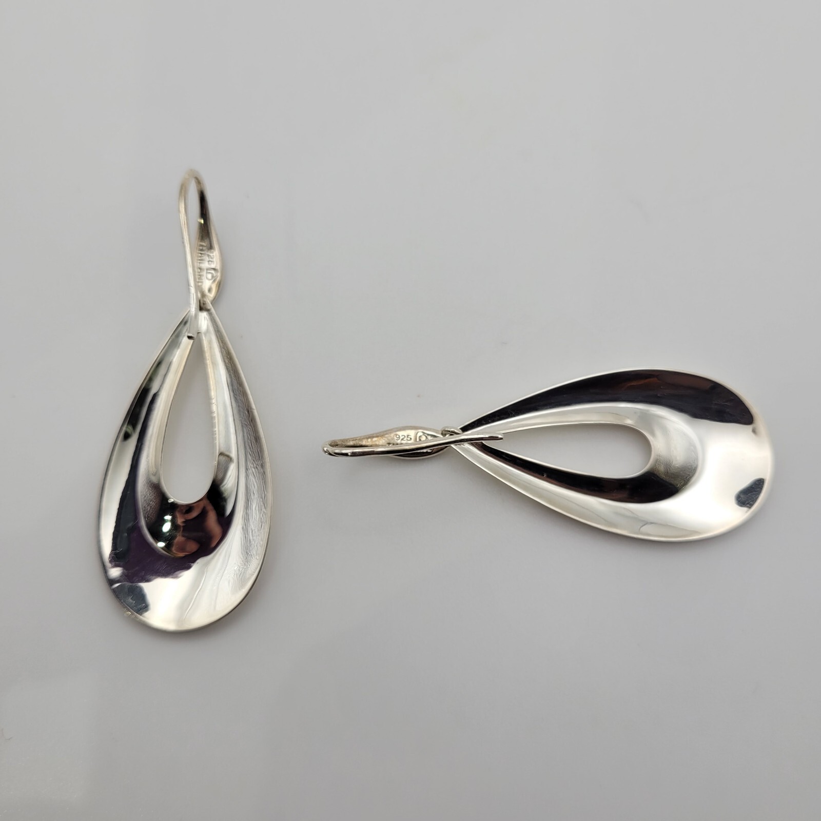 Vintage Sterling Silver Textured Hoop Dangle Drop Earrings Estate 90s 1990s Y2K