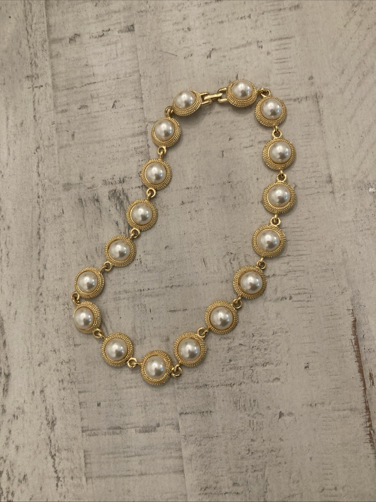 Napier Faux Pearl Goldtone Choker 16.5 In Necklace 80s 90s Chunky Unique Vintage