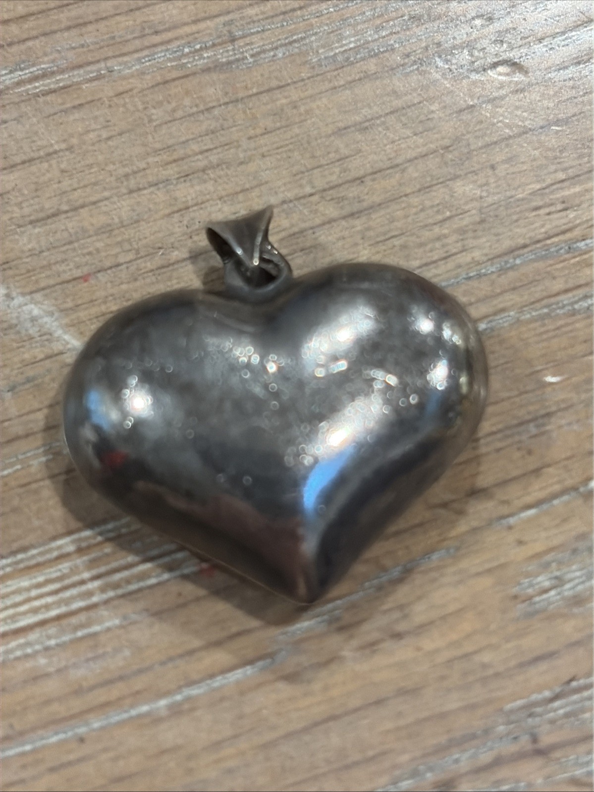 Vintage 925 Sterling Silver Puff Heart Pendant Charm