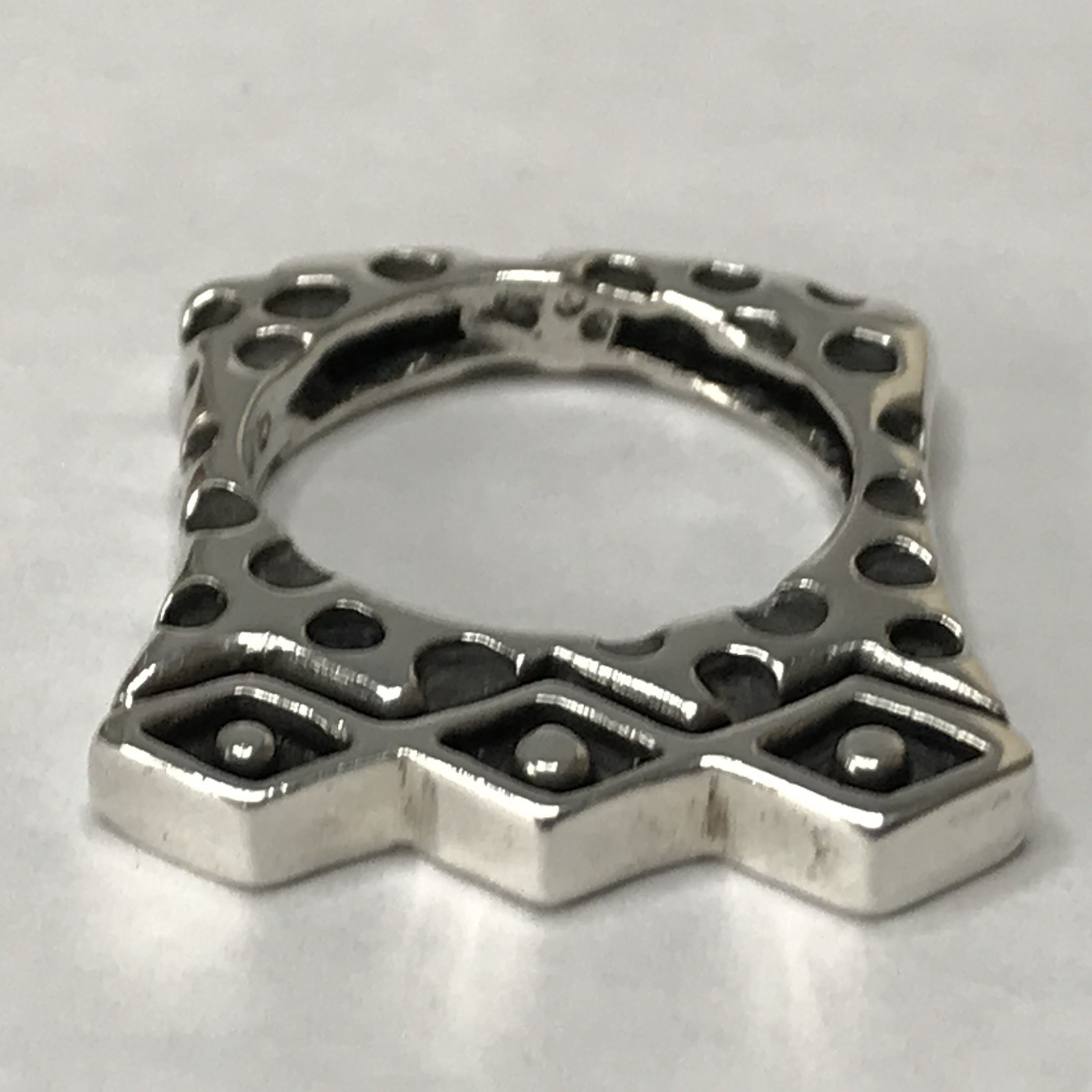 Dian Malouf Sterling Silver Zig Zag Dots Flat Ring Size 7.5 11.05g
