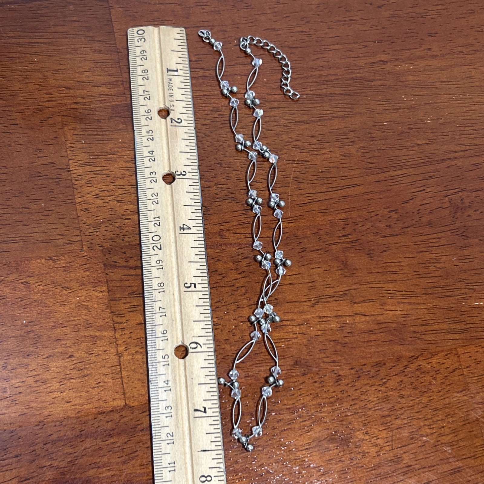 Vtg GSJ 925 Wave Link Beaded Station Necklace For Repair Broken Missing Clasp